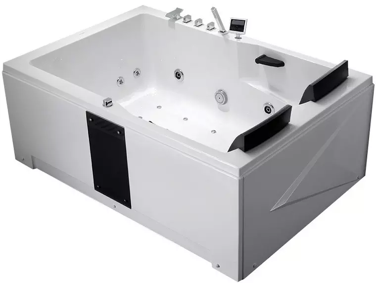 

Гидромассажная ванна акриловая «Gemy» G9061 B L 181/121 с каркасом с сифоном с ручками белая/чёрная левая