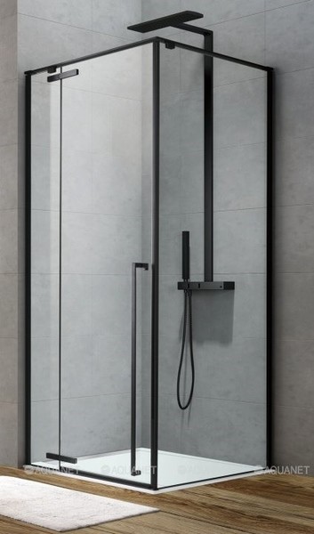Душевой угол-ограждение Aquanet Ideal 12090 прозрачныйчёрный прямоугольный без поддона универсальный 78100₽