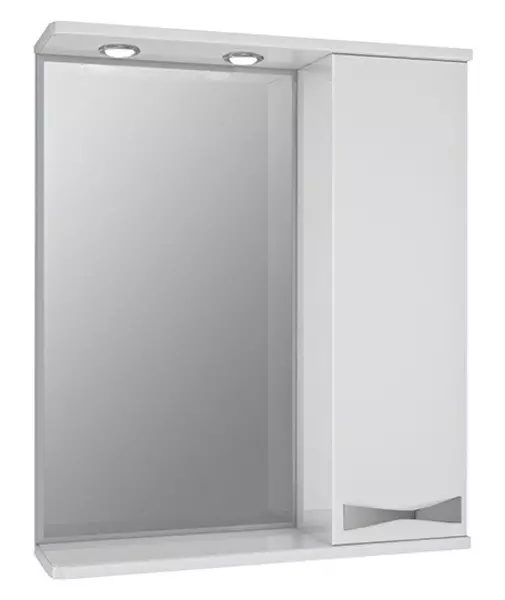 Зеркало с шкафчиком «Spectrum» Лион 65 с подсветкой белый лак правое