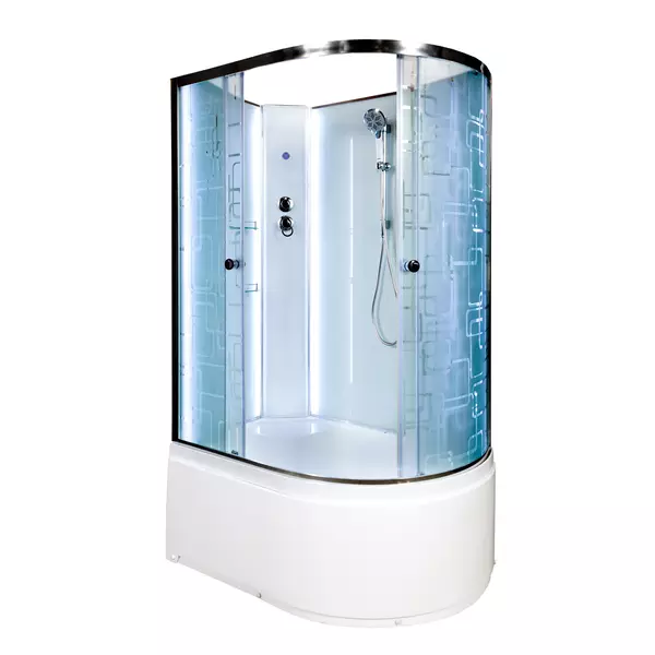 

Душевая кабина «Deto» EM-4512N LED 120/80 высокий поддон матовая с рисунком/белая без крыши с электрикой левая