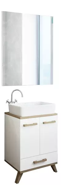 Мебель для ванной «Sanflor» Ингрид 60 белая/швейцарский вяз левая/правая