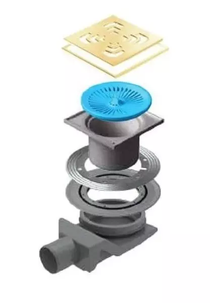 

Трап для душа «Pestan» Confluo Standard Square 4 13000147 боковой выпуск Mask Gold