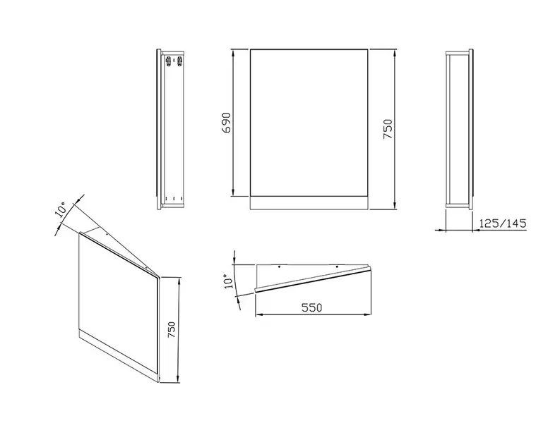 Зеркало Ravak 10 55 без света угловое тёмный орех правое 21890₽