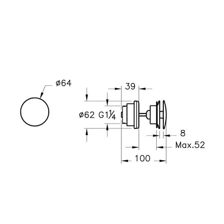 Донный клапан для раковины «Vitra» Origin A4514936 с механизмом Клик-Клак чёрный матовый
