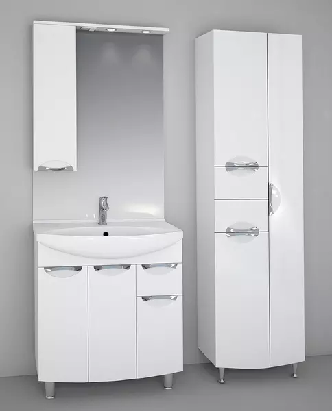 Мебель для ванной «Spectrum» Солар 75 с дверцами и ящиком белый лак