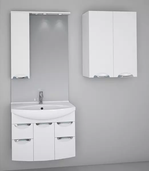 Мебель для ванной подвесная «Spectrum» Солар 75 с дверцей и ящиками белый лак