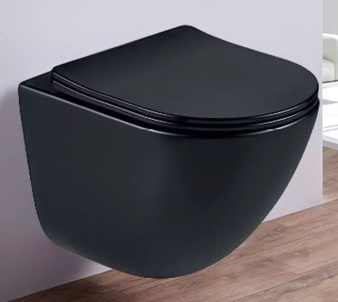 

Подвесной унитаз безободковый «Esbano» Lotus чёрный матовый с сиденьем дюропласт с микролифтом чёрное