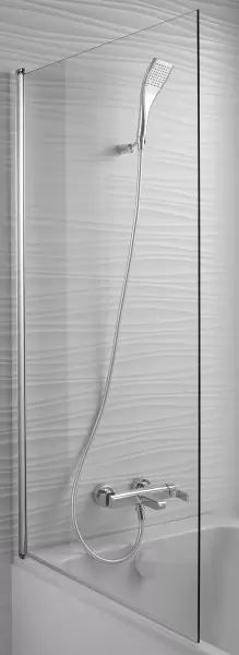 Шторка на ванну стеклянная «Jacob Delafon» Struktura 80/140 прозрачная/чёрная универсальная