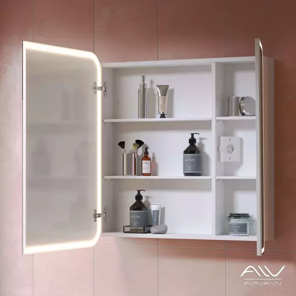 Зеркальный шкаф «Alavann» Lana 80 с подсветкой белый нейтральный
