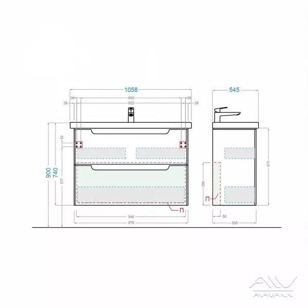 Мебель для ванной подвесная «Alavann» Berta 105 белая