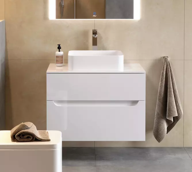 Мебель для ванной подвесная «Alavann» Stella 80 столешница МДФ белая