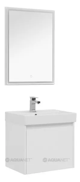 Мебель для ванной подвесная «Aquanet» Nova Lite 60 с 2 ящиками(один скрытый) белый глянец