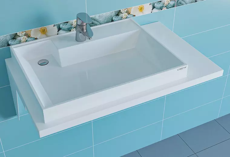 Раковина над стиральной машиной «СанТа» Юпитер 80/50 литьевой мрамор белая левая