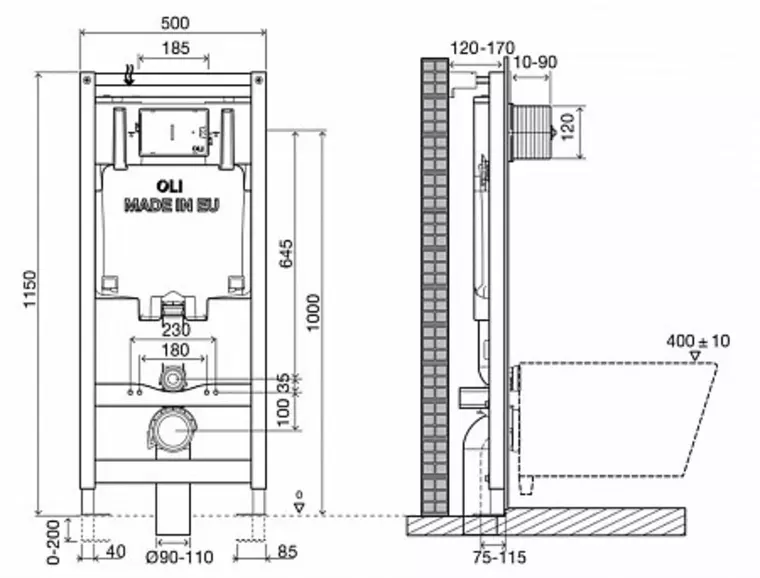 Комплект инсталляция с унитазом, крышкой и кнопкой смыва «Sanitana» Glam S333662/инсталляция Oli 80/кнопка Slim безободковый белый