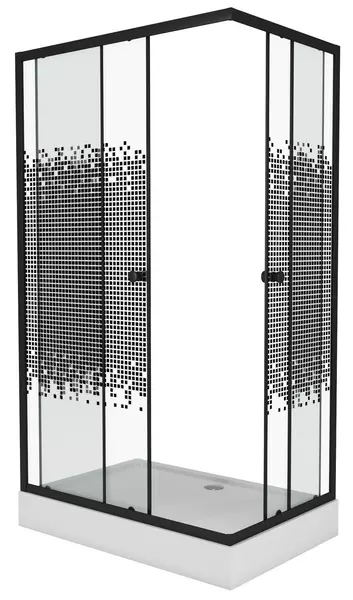 

Душевой угол-ограждение «Niagara» NG- 012-14Q Black 120/80 прозрачный-мозаика/чёрный с поддоном универсальный