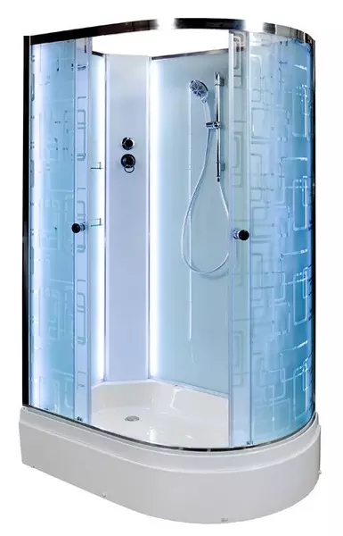 

Душевая кабина «Deto» EM-2712N LED 120/80 средний поддон матовая с рисунком/белая без крыши с электрикой левая