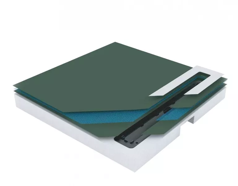 Душевая плита с линейным трапом под укладку плитки «Pestan» Confluo Board Uni 900 Frameless Line 550 квадратная Black Glass