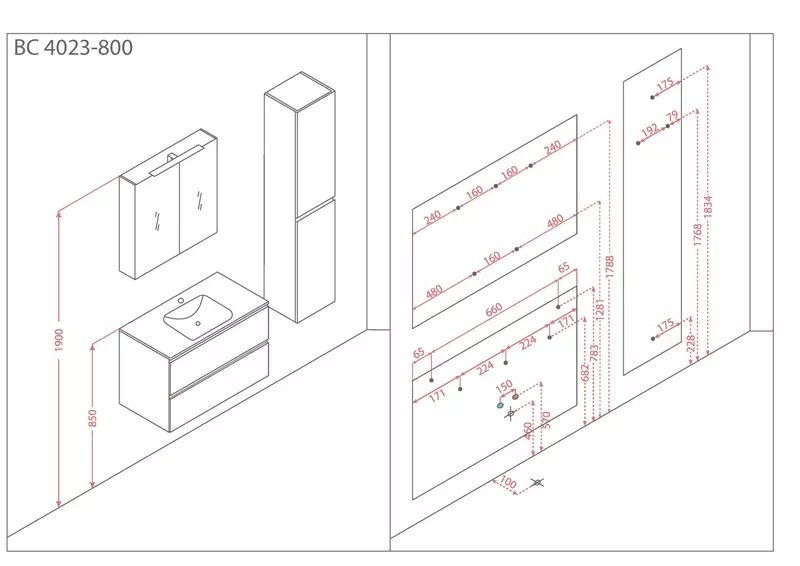 Пенал «Orans» BC-4023 35 подвесной белый универсальный