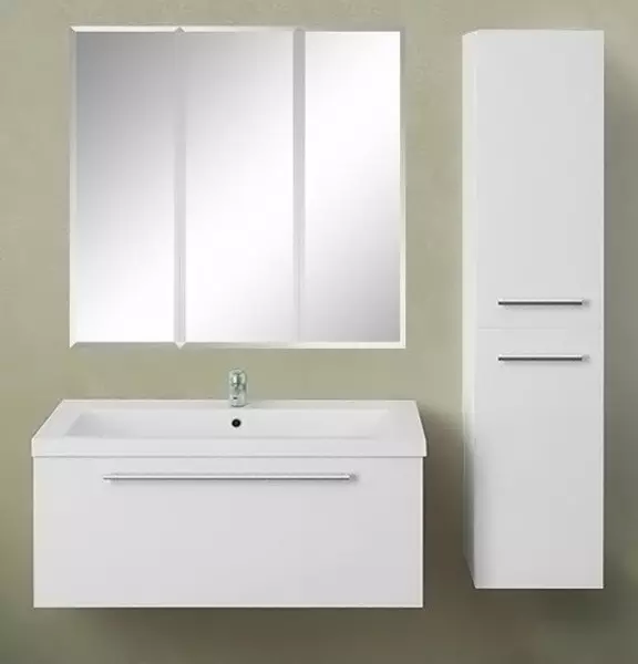 Мебель для ванной подвесная «1Marka» Соната 90 с 1 ящиком белый глянец - фото 1