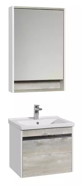 Мебель для ванной подвесная «Aquaton» Капри 60 бетон пайн/белая - фото 1