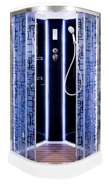 

Душевая кабина «Deto» BM-1510 LED 100/100 низкий поддон матовая с рисунком/черная с электрикой