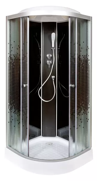 

Душевая кабина «Deto» L-809 90/90 низкий поддон матовая с рисунком/чёрная
