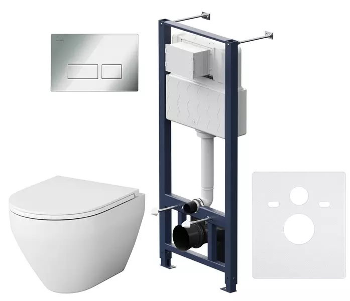 

Комплект инсталляция с унитазом, крышкой и кнопкой смыва «Am.Pm» Spirit 2.0 FlashClean/кнопка Pro S хром IS47051.701700 безободковый белый