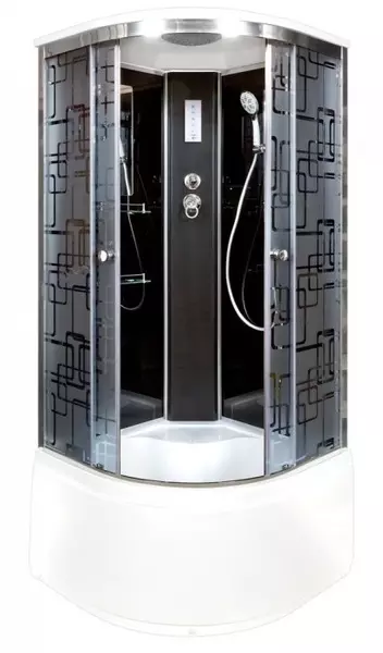 

Душевая кабина «Deto» BM-4510 100/100 высокий поддон матовая с рисунком/чёрная с электрикой