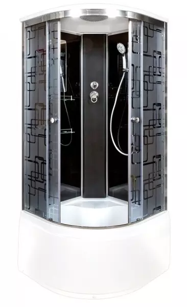 

Душевая кабина «Deto» BM-4590 90/90 высокий поддон матовая с рисунком/чёрная