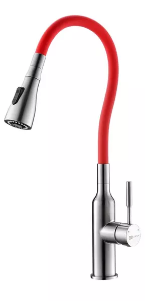

Смеситель для кухонной мойки «Lemark» Expert LM5082S красный/матовый хром