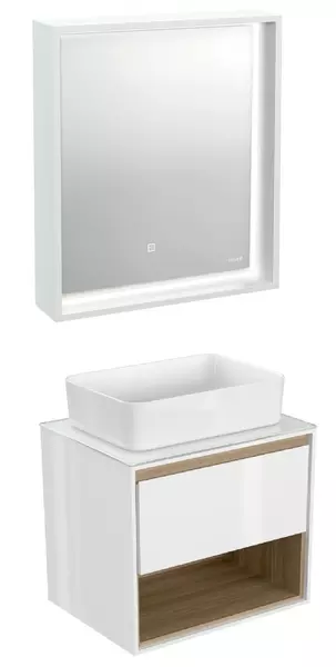 Мебель для ванной подвесная «Cersanit» Louna 60 с столешницей белая