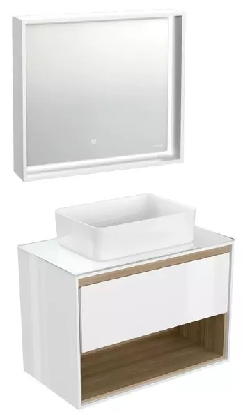 Мебель для ванной подвесная «Cersanit» Louna 80 с столешницей белая