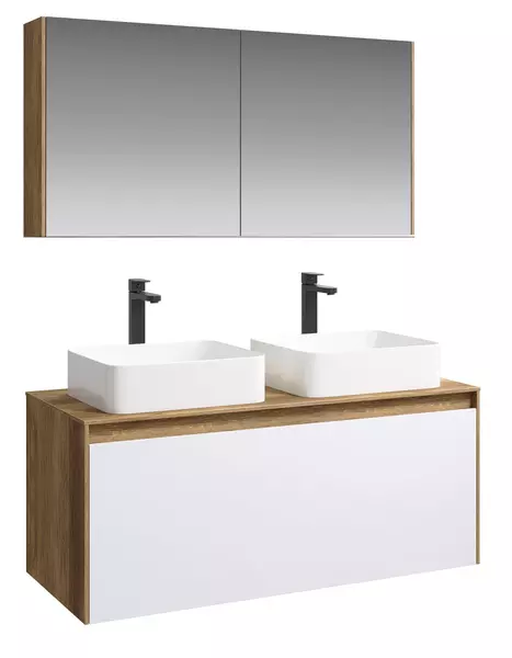 Мебель для ванной подвесная «Aqwella 5 Stars» Mobi 120 белая/дуб балтийский