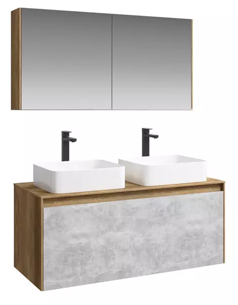 Мебель для ванной подвесная «Aqwella 5 Stars» Mobi 120 бетон светлый/дуб балтийский