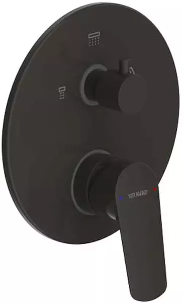 

Внешняя часть смесителя «Bravat» Rhein PB8429564BW-3-ENG чёрный матовый