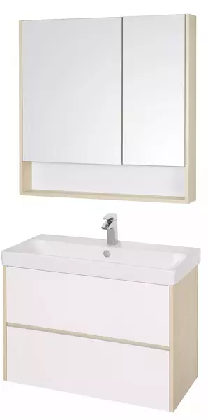 Мебель для ванной подвесная «Aquaton» Сканди 90 белый/дуб Верона - фото 1