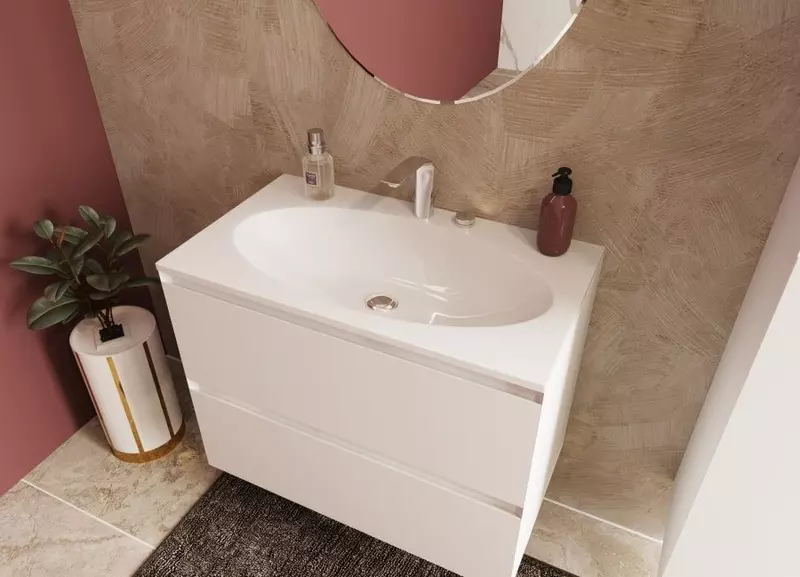 Раковина «Эстет» Мальта Люкс 80 литьевой мрамор белая