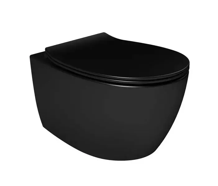 

Подвесной унитаз безободковый «Isvea» Sentimenti 10AR02010SV-2N (40D40521I-S) чёрный матовый с сиденьем дюропласт с микролифтом чёрное