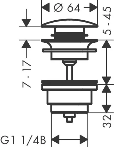 Донный клапан для раковины «Hansgrohe» 50100700 с механизмом Клик-Клак белый матовый