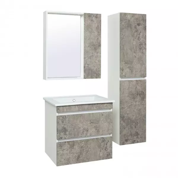 Мебель для ванной подвесная «Runo» Манхэттен 65 серый бетон/белая - фото 1