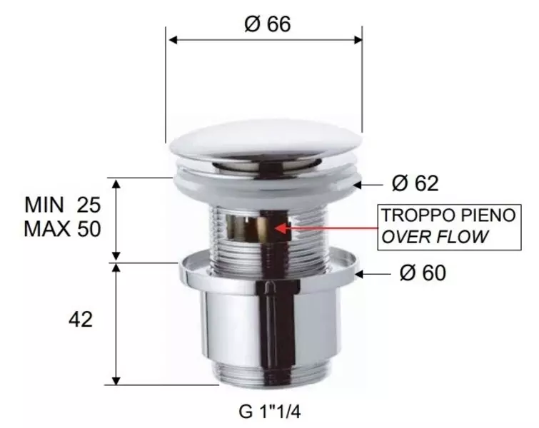 Донный клапан для раковины «Remer» 905CC2114NPO с механизмом Клик-Клак матовый никель