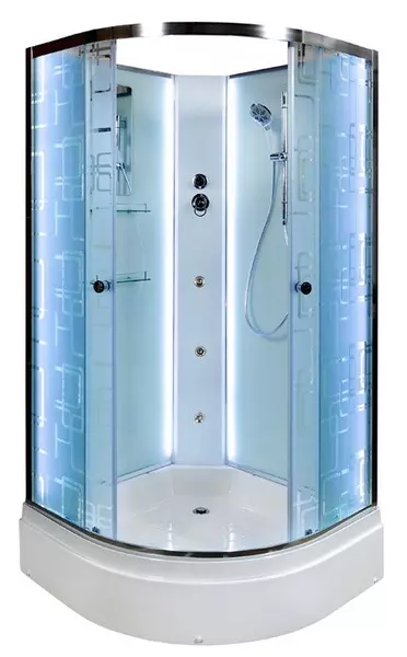 

Душевая кабина «Deto» ЕМ2710 N Led 100/100 средний поддон матовая с рисунком/хром без крыши с гидромассажем с электрикой
