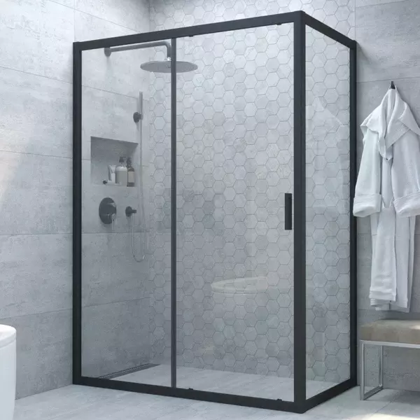 

Душевой угол-ограждение «Vegas Glass» ZP+ZPV Novo 135/90 прозрачный/чёрный матовый без поддона универсальный