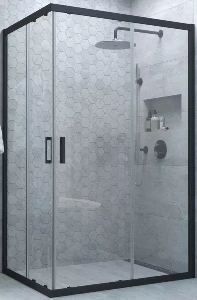 

Душевой угол-ограждение «Vegas Glass» ZA Novo 110/110 сатин/чёрный матовый без поддона универсальный