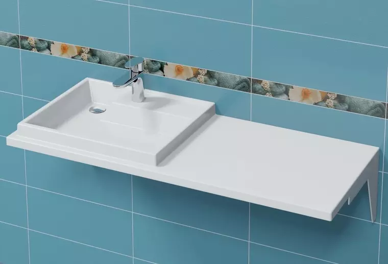 Раковина над стиральной машиной «СанТа» Юпитер 120/50 без кронштейнов литьевой мрамор белая левая