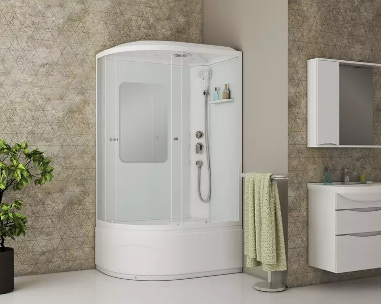 Душевая кабина «Albert&Bayer» Advance R1208045WCMR с зеркалом высокий поддон прозрачная/белая правая 120/80/218