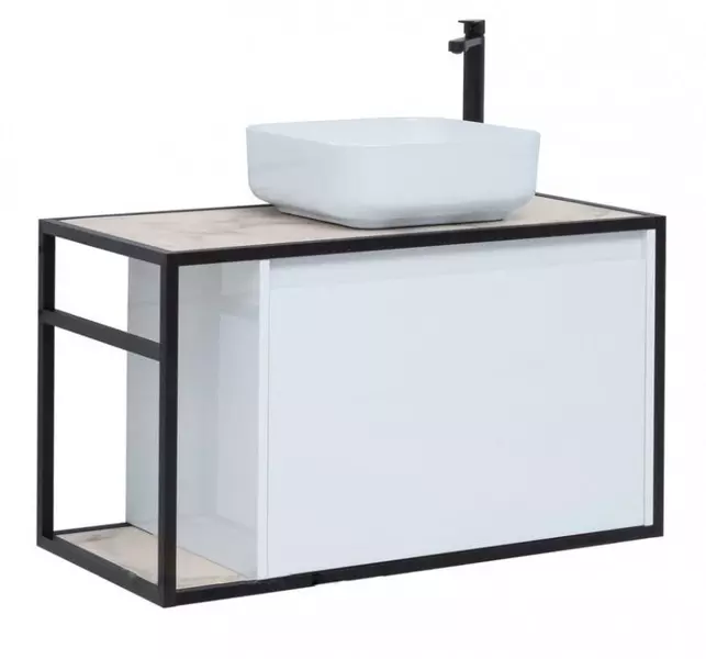 

Тумба с раковиной «Aquanet» Nova Lite LOFT 90 столешница TF01 серая подвесная белый глянец правая