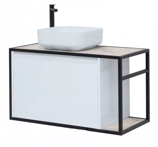 

Тумба с раковиной «Aquanet» Nova Lite LOFT 90 столешница TF01 серая подвесная белый глянец левая