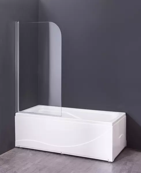 Шторка на ванну стеклянная «Loranto» CS-F01 65/120 прозрачная/хром универсальная