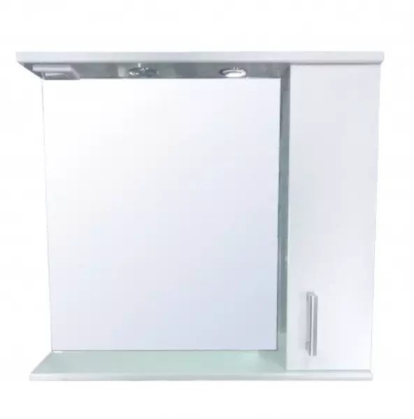 Зеркало с шкафчиком «Loranto» Модерн 80 с подсветкой белое правый